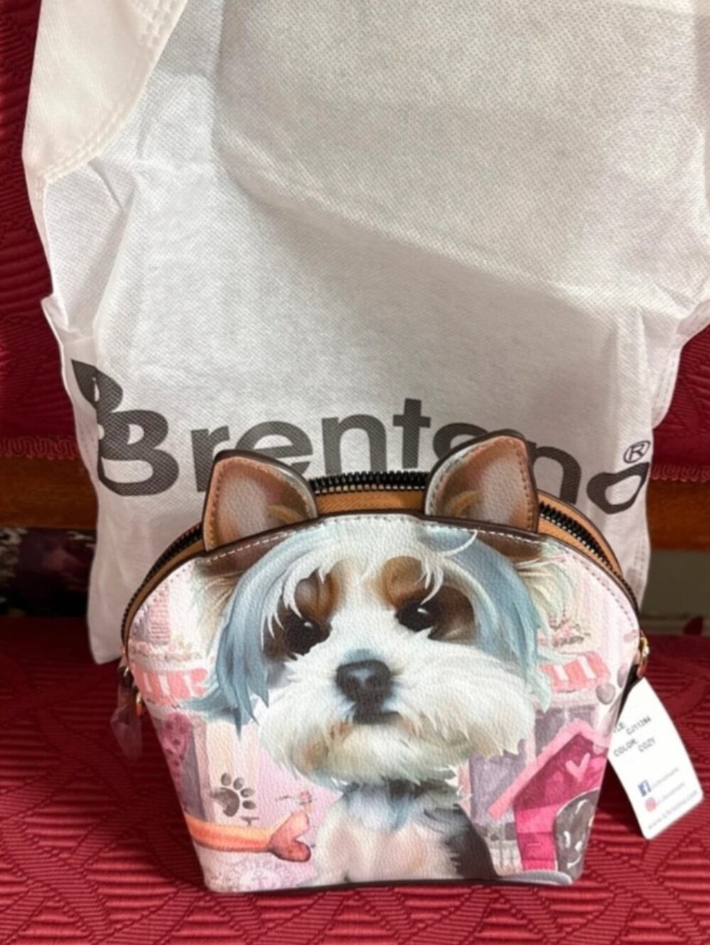 Brentano York Terrier Dog Print Crossbody Bag NWT - Picture 2 of 5